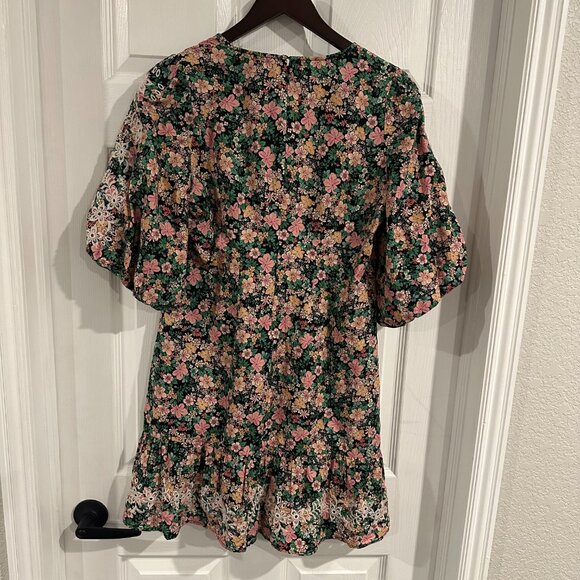 Johnny Was Rebekah Poplin Mini Dress Colorful, V Neck, Sleeves NWT - Picture 2 of 4